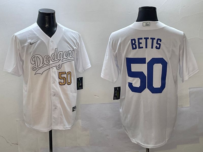Men Los Angeles Dodgers 50 Betts White Fashion Edition Game 2025 Nike MLB Jersey style 9